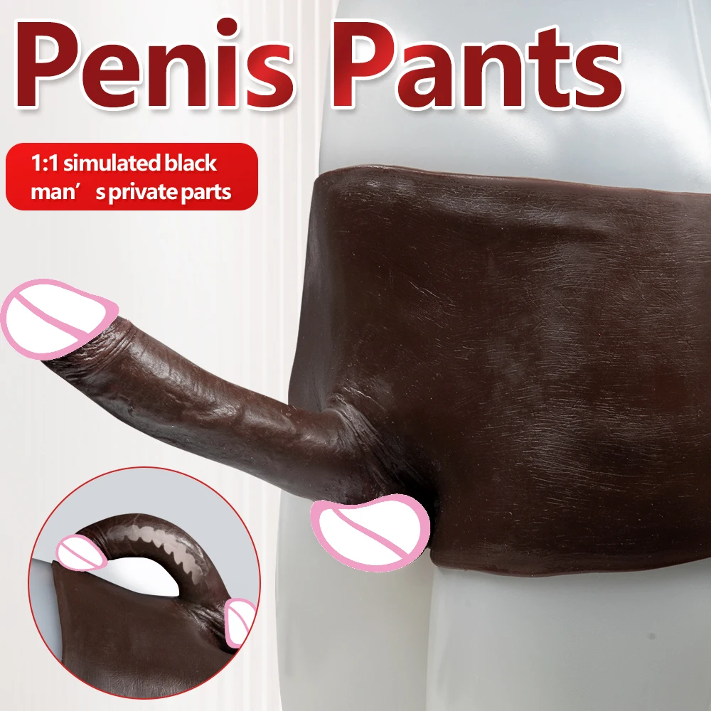 XXL Black Solid Silicone Realistic Dildo Pants Silicone Strap on Dildo Elastic Panties Realistic Penis Pants Masturbation Device