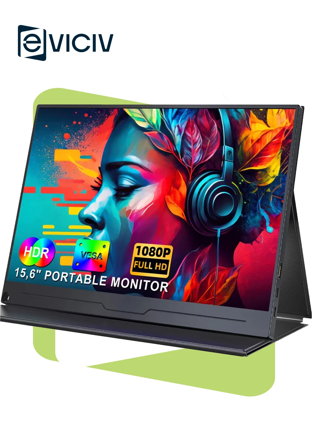 EVICIV Portable Monitor 15.6" FHD 1080P IPS Computer Gaming Display USB-C HDMI Screen Extender for Laptop Desktop MacBook Phones