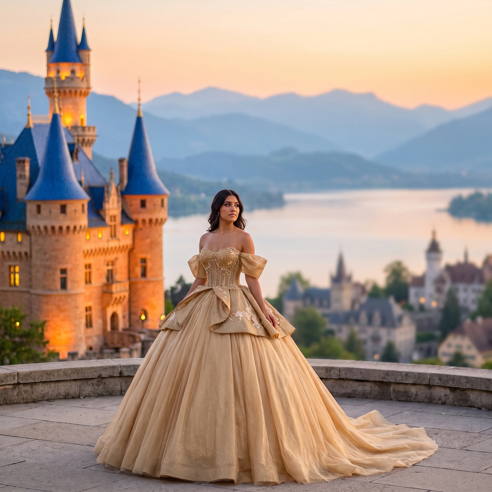 Gold Lace Evening Dress Cocktail Dresses Customized Ball Gown Prom Dress Party Gown Custom Made vestidos de 15 quinceañera