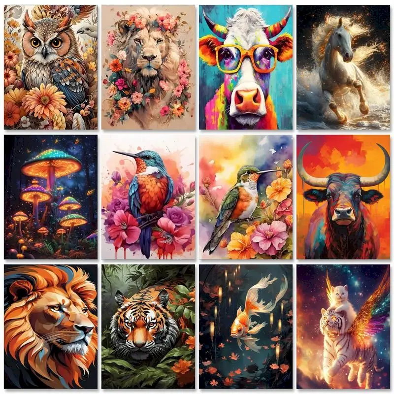 CHENISTORY دهان داي بواسطة أرقام مجموعات للبالغين الحيوانات قماش اللوحة الاكريليك الطلاء الرسم بواسطة أرقام للديكورات المنزلية هدية #1