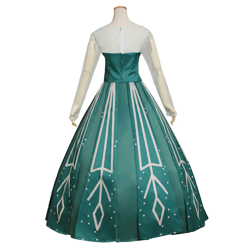 Disfraz de princesa de la película, disfraz de Elsa, vestido de princesa verde para mujer, puesta en escena, vestido de espectáculo Hallolween Cos