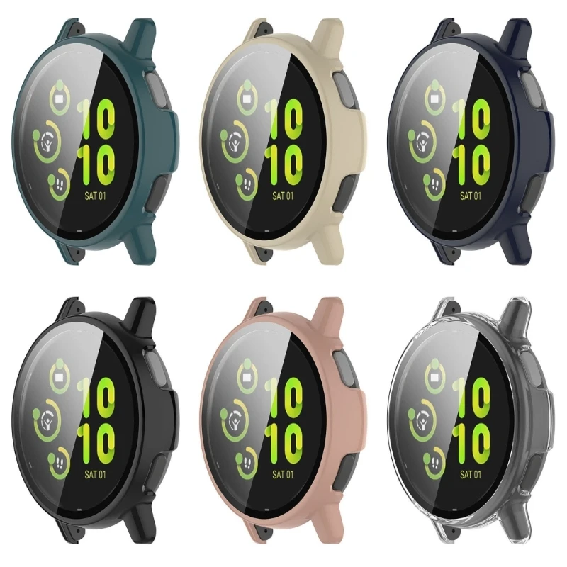 강화 유리 필름 스크린 보호대 케이스 커버, 가민 비보액티브 5 액티브 5 스마트 워치 보호 커버, 범퍼 쉘
