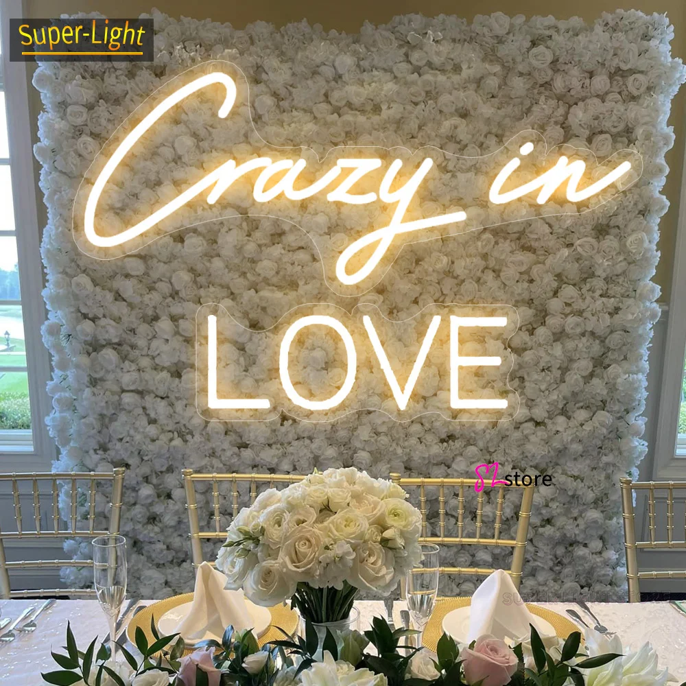 

Big 75cm Custom Neon Light LED Neon Sign Crazy in LOVE Sign for Wedding Birthday Room Home Decoration
