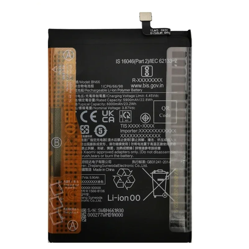 High Quality BN66 6000mAh Original Phone Replacement Battery For Xiaomi Mi POCO C40 Batteries Genuine Built-in Bateria Batterij