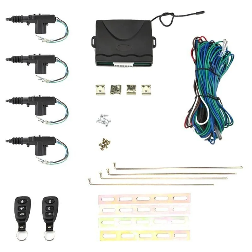 Universal 12V Car Lock Door Remote Control Keyless Entry System Locking Kit with 4 Door Lock Actuator Car Tools