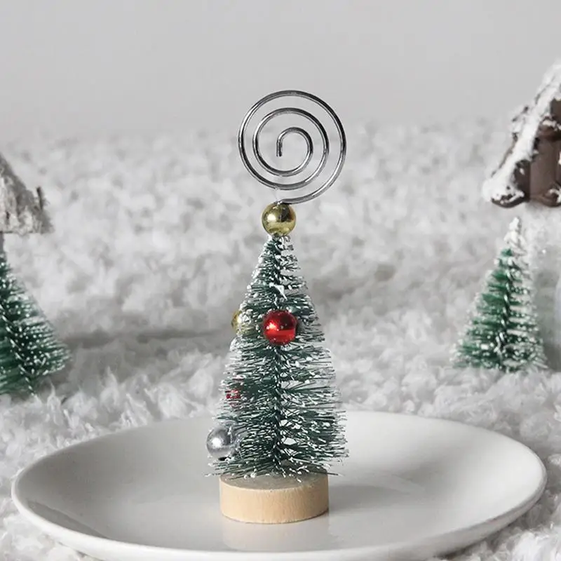 Christmas Tree Place Card Holders Photo Clips Stands Message Cards Memo Holder Home Holiday Party Decor Table Placecard Stand