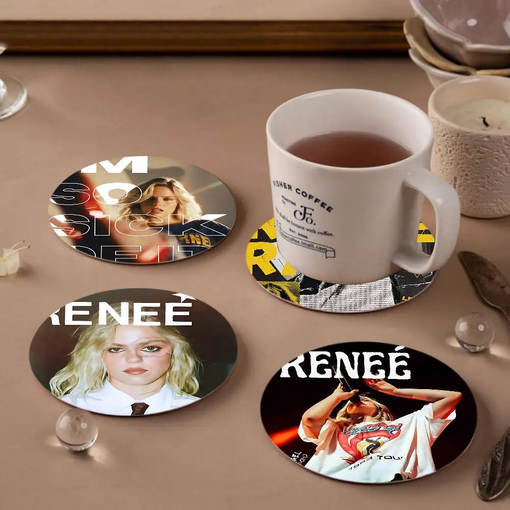 Pop Singer R-Renee Rapp Coasters Suitable for daily family gathering decoration, kitchen, anti-slip wooden coasters