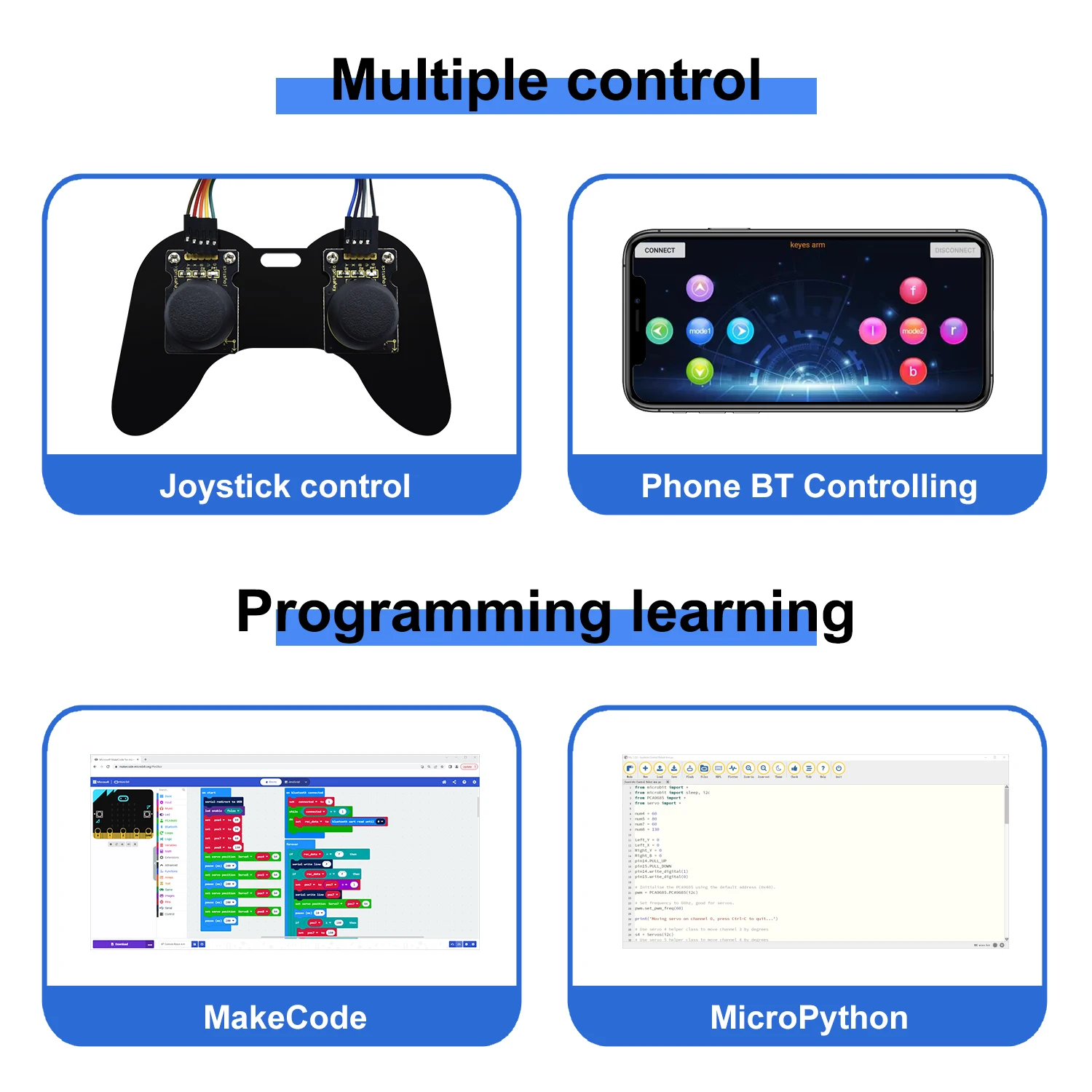 Imagem -06 - Keyestudio-acrílico Garra Mecânica Robot Arm Starter Kit Faça Você Mesmo Robot Brinquedos Programação Stem 4dofmicrobit v2