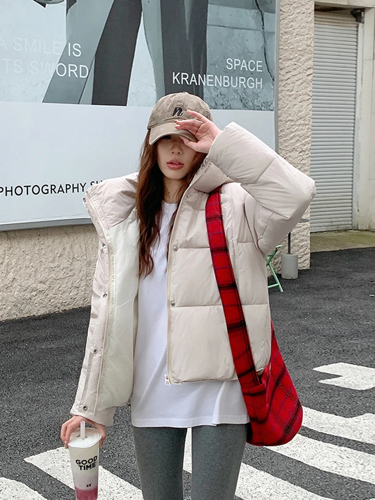 Vrouwen ort Puffy Katoen Jaet 2025 Winter Nieuwe Sle Brood aap Thiened Kapmantel Koreaanse Sle Loose Fit Bovenkleding