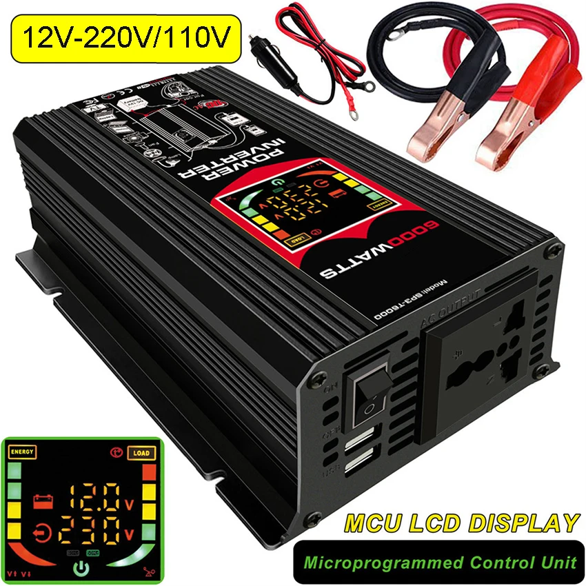 Solar Power Generation System 6000W Power Inverter with LCD Display Dual USB 12V To 110/220V with 30A Solar Controller Set