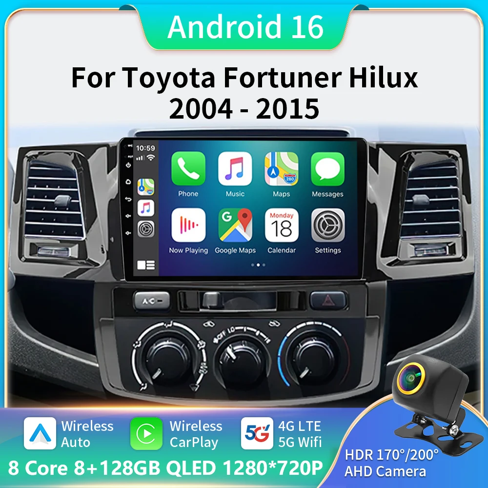 

2 Din Android 16 For Toyota Fortuner HILUX Revo Vigo 2007-2015 Car Radio Multimedia Video Player Stereo GPS Carplay Auto DSP 4G