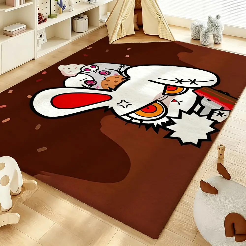 Character B-Bloody B-Bunny Floor Mat Soft Cartoon Flannel Non-Slip Kids Play Mat & Entrance Door Mat for Bathroom Bedroom