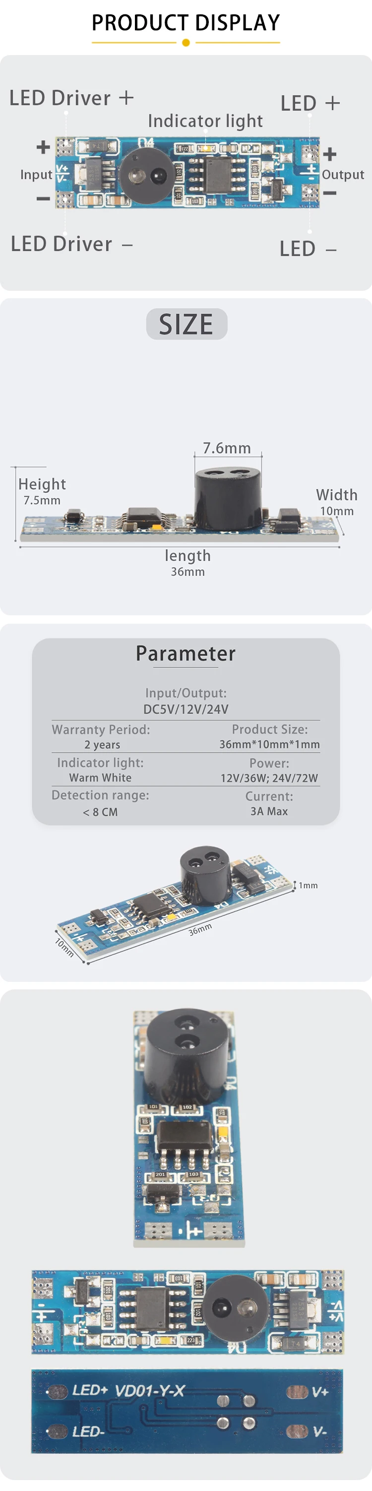 Schranktür-Öffnungssensor-Schalter, LED-Lichtstreifen-Controller, 12V/24V-Sensorschalter – Detail 3