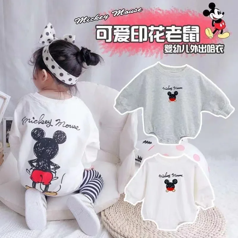 Spring Autumn Newborn Baby Boy Rompers Cartoon Mickey Mouse Print Infant Girl Jumpsuit Cotton Bodysuits Kid Outfits Bebe Clothes