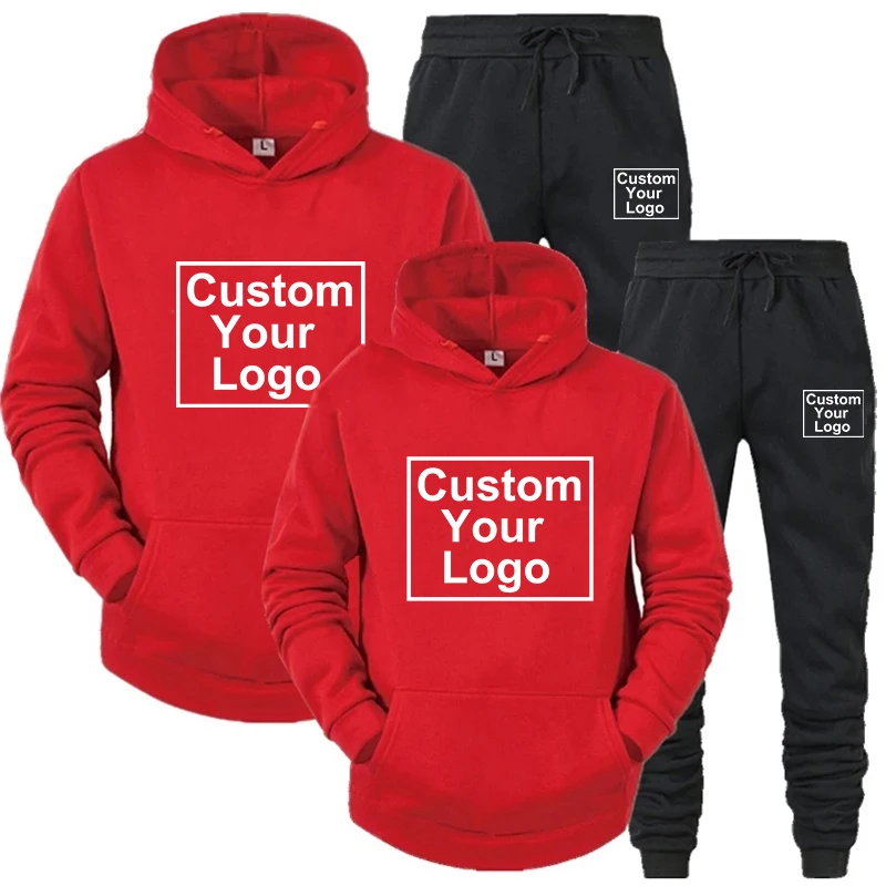 Customized logo for men and women ashionable printed sports hoodie long pants jogging set sportswear couple set plus size S-4XL