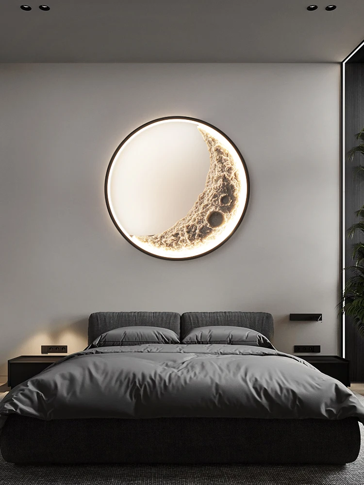 

Designer bedside moon Wall lamp master bedroom Modern living room background wall creative decorative lamp Painted LED Wall lamp