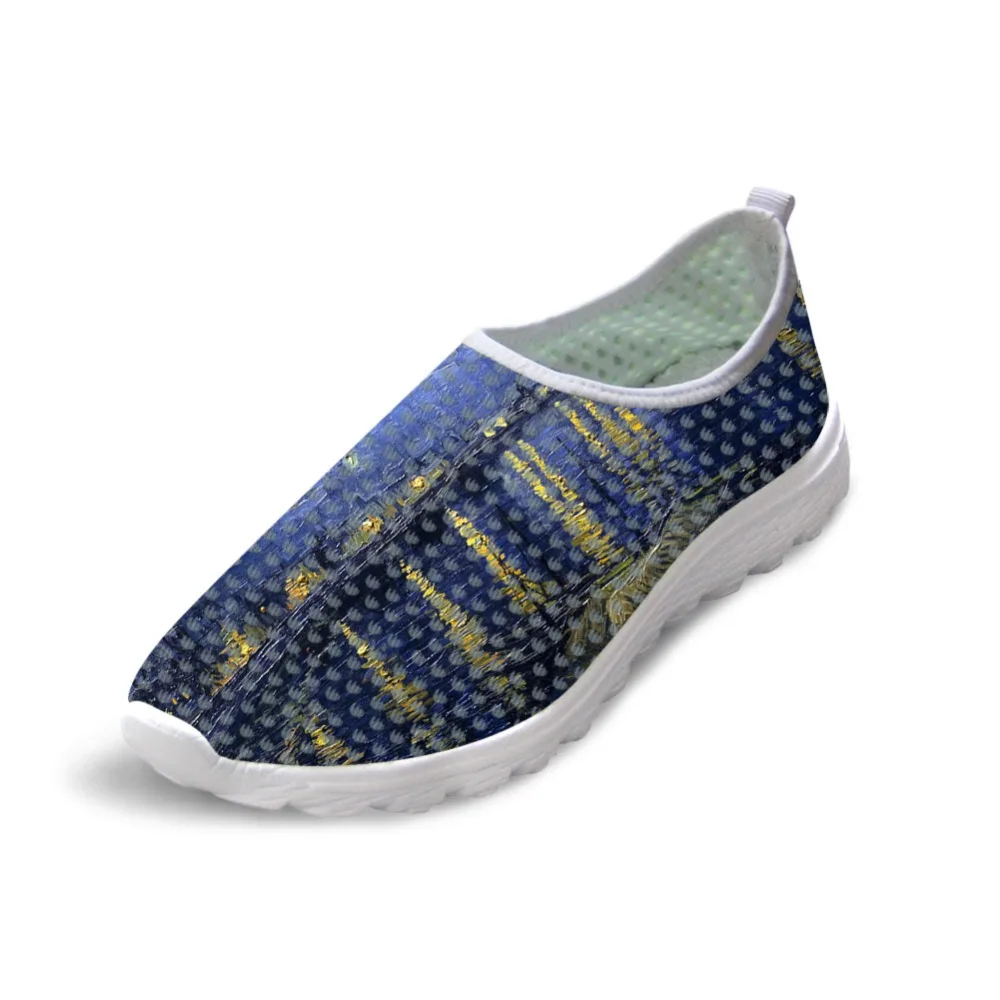 Tênis de malha respirável masculino, sapatilhas causais masculinas, sapatos estampados, peça-prima de van Gogh, peso leve, verão