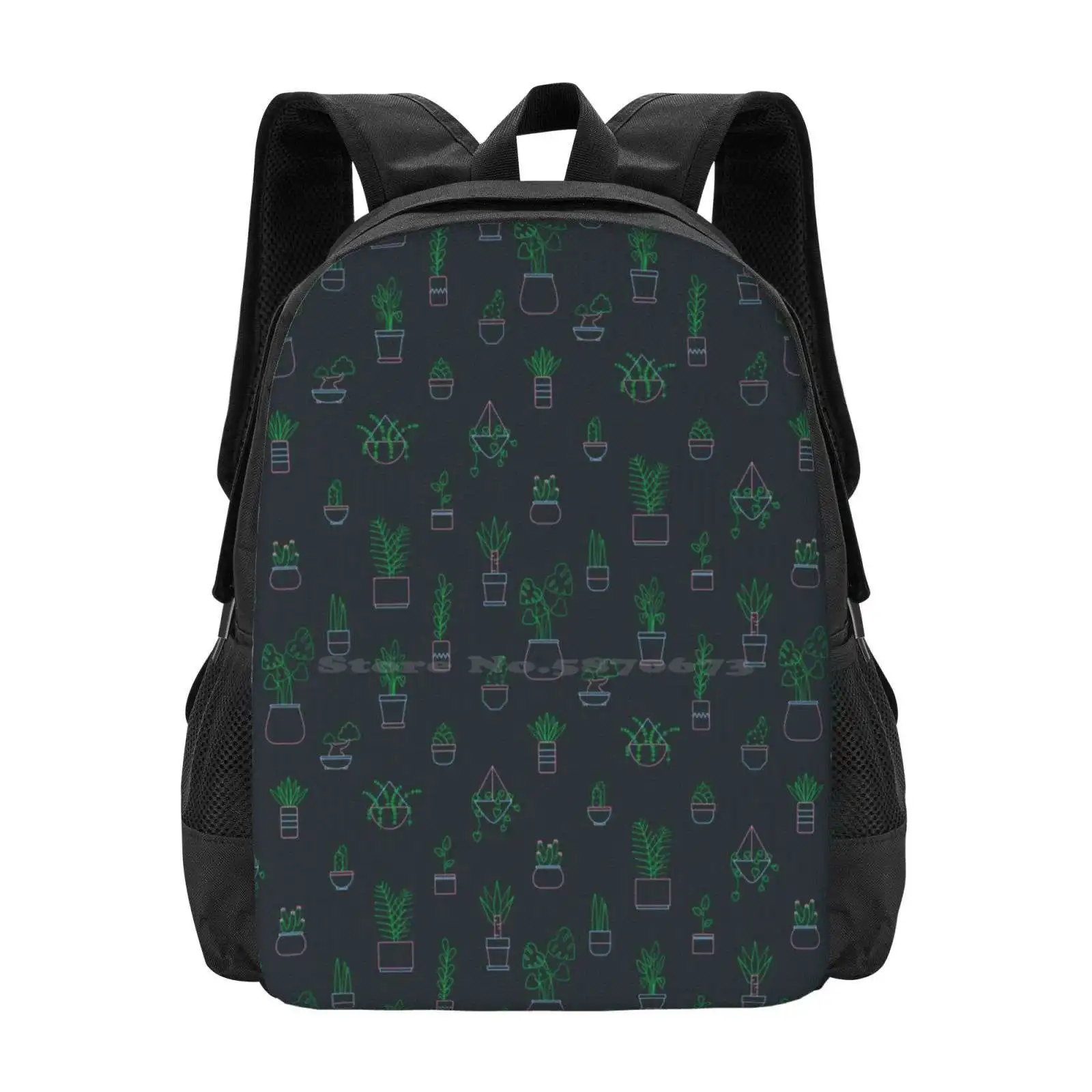 

Neon Plants Pattern Design Bagpack School Bags Pattern Neon Spring Floral Greenery Plant Lady Indoor Plants Houseplant Botany