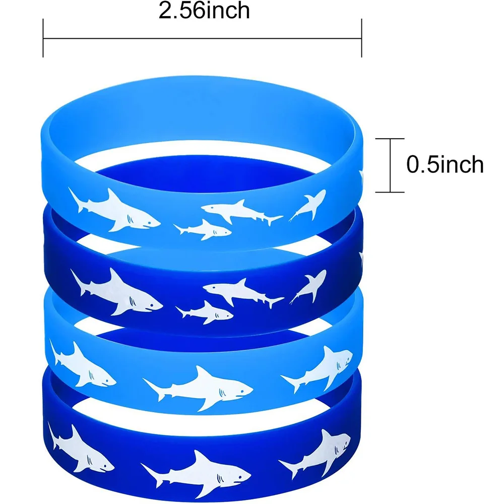 Shark Party Favors Rubber Wristbands Bracelet Shark Keychain Party Gift Bag Under The Sea Shark Birthday Party Kids Gift Supplie