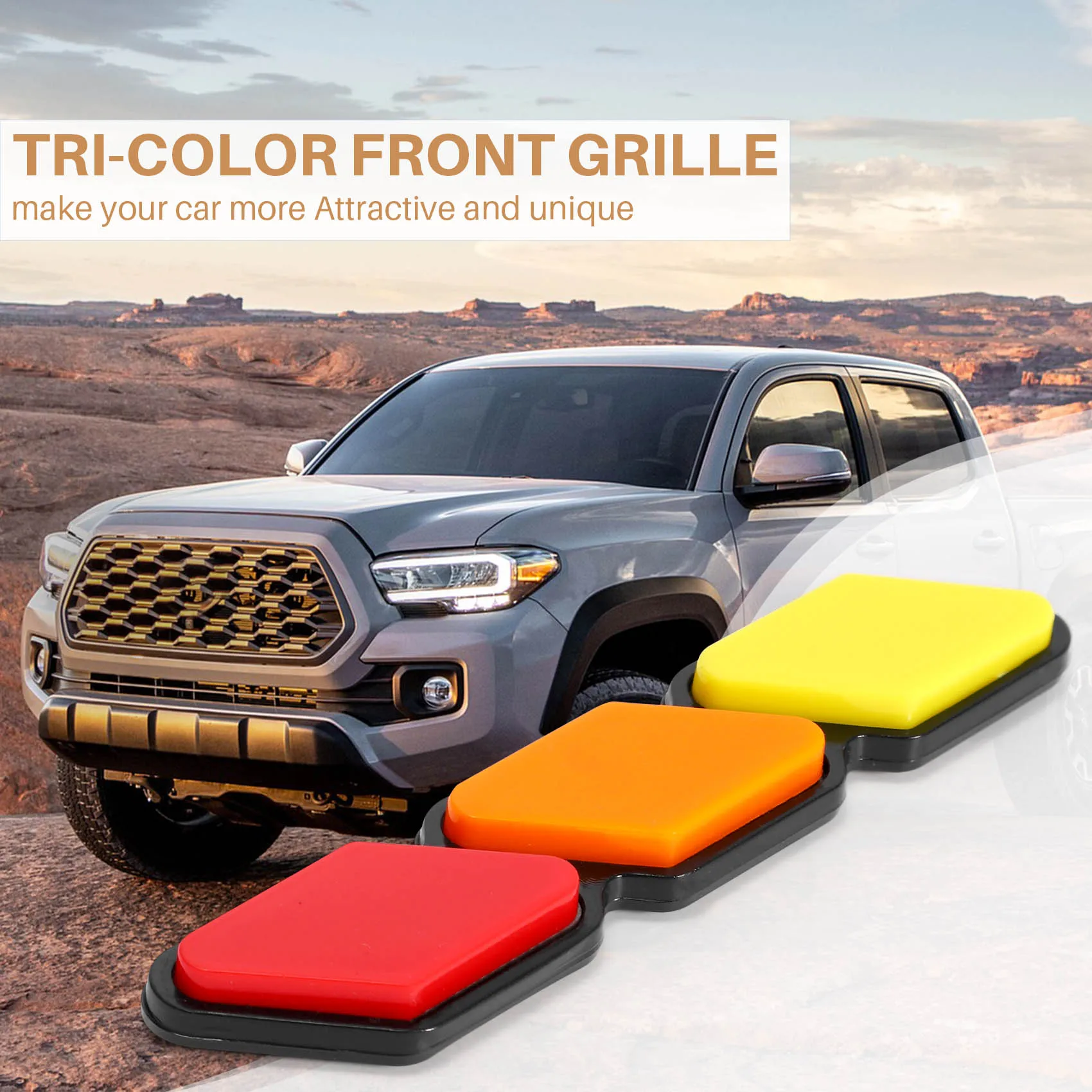 Imagem -03 - Emblema Tri-color Front Grille Badge para Toyota Tacoma 4runner Highlander Rav4