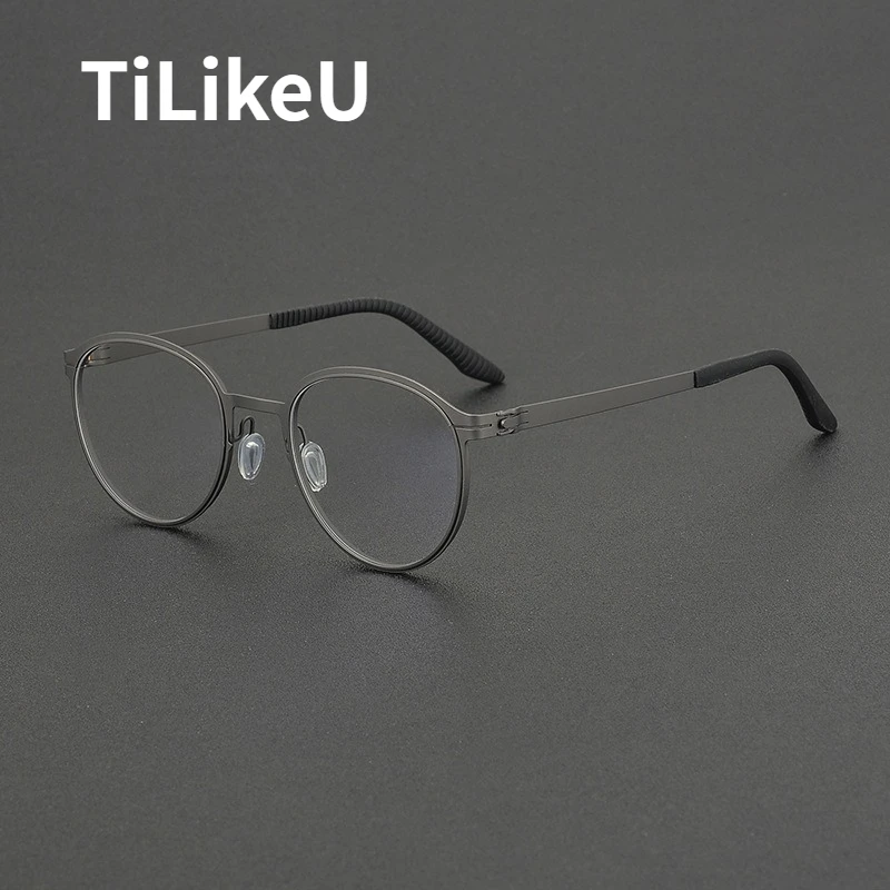 

2025 Luxury German Titanium Alloy Screwless Round Glasses Frame Men and Women Vintage Round Eyeglasses Frames No Screws Design