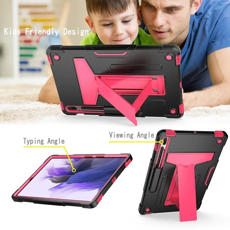 Case for Samsung Galaxy Tab S9 S8 11 Plus 12.4 S7 FE Tablet Cover SM-T970 T870 T730 X700 X800 Hybrid Shockproof wit S Pen Holder