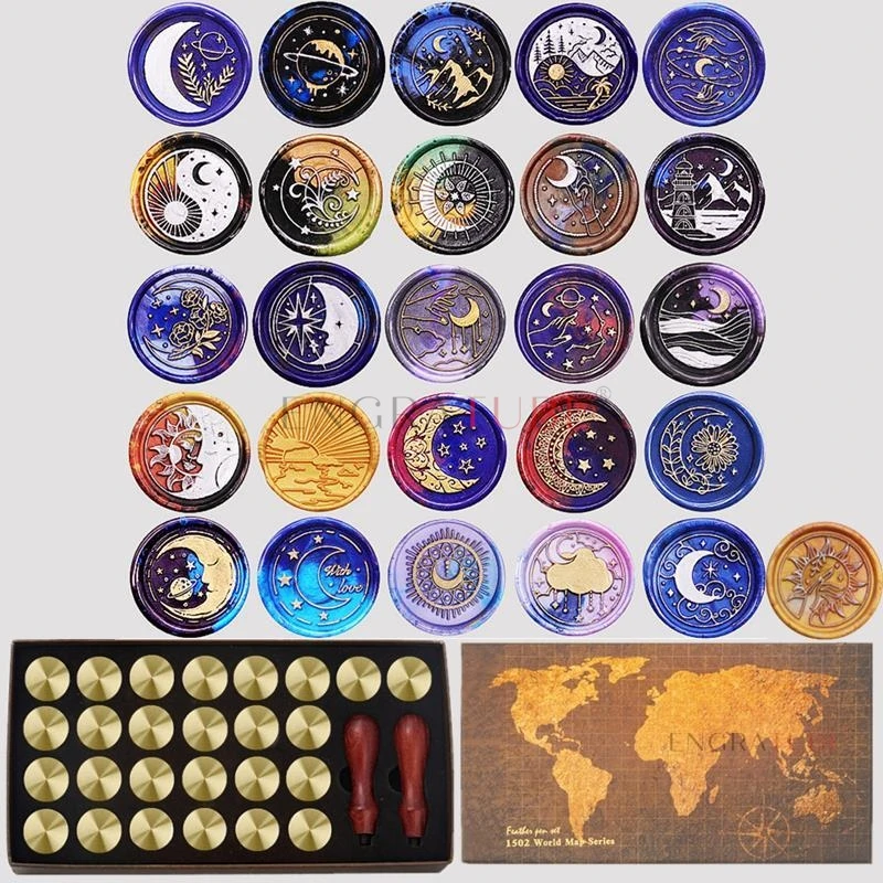 12/26pcs Vintage Wax Seal Stamp Map Gift Box Kit DIY Sealing Wax Stamp Set Invitation Envelope Decoration Wedding Gift Wrapping