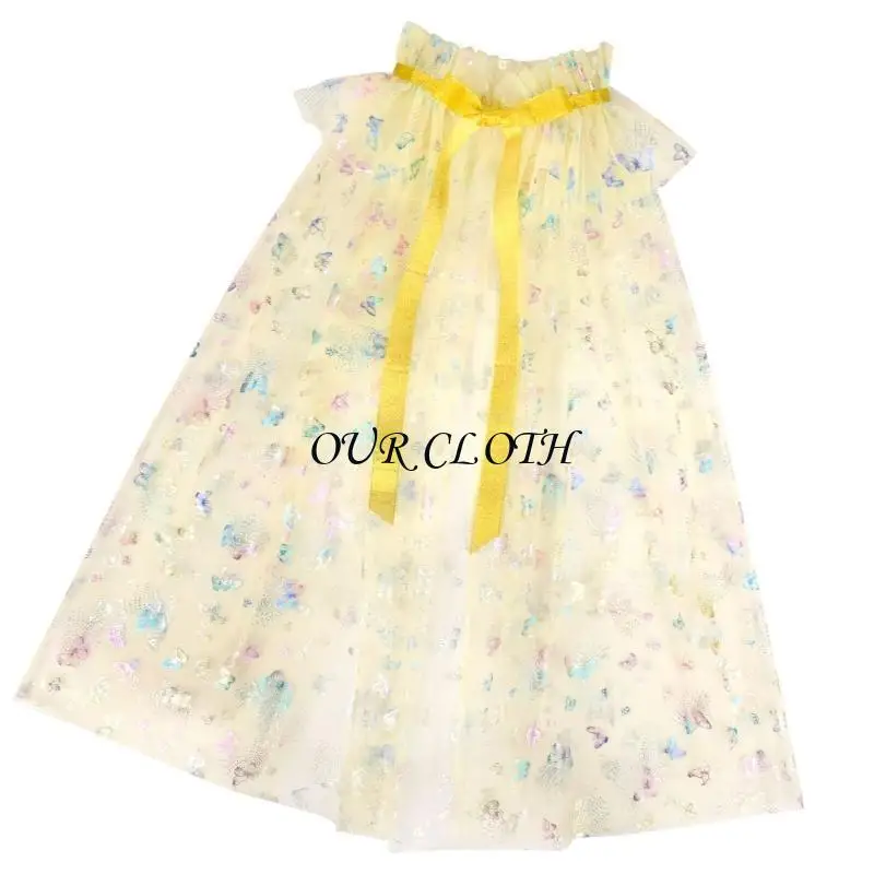 الأميرة كيب بنات فراشة الطباعة كيب الأميرة زي كيب لوازم الحفلات Y1AC