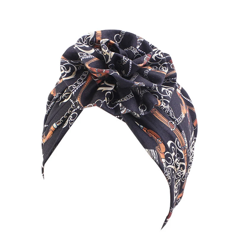 Bohemia Style Flower Turbans For Women Muslim Hijab Caps Head Scarf India Hat Turban Femme Musulman Ladies Hair Accessories