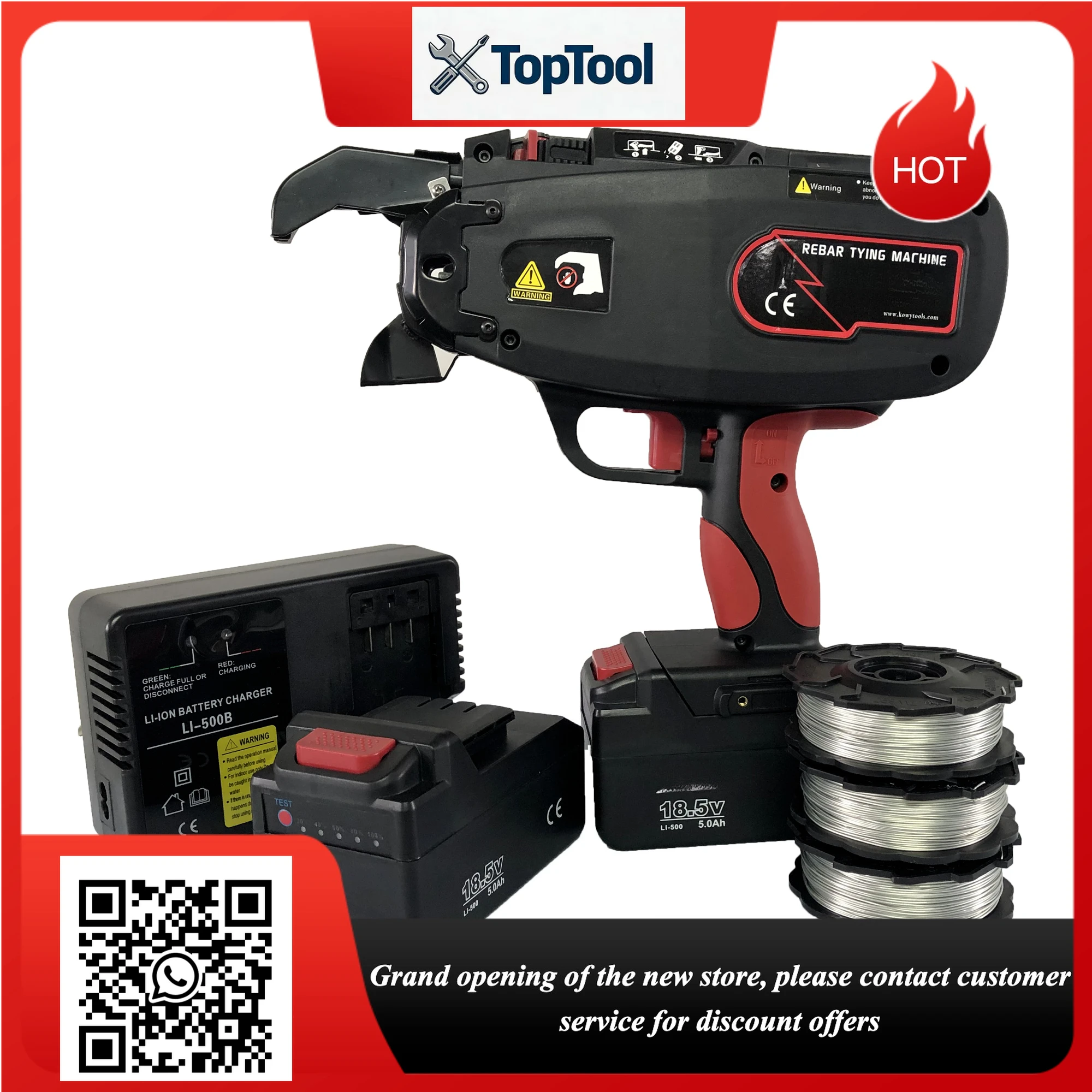 Professional Construction Rebar Tier, Cordless Lithium Powered Steel Bar Tying Gun, Portable Reinforcing Bar Tool