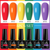 Mtssii 6Pcs/Set Fluorescent Gel Nail Polish Spring Summer Neon Color Semi Permanent Soak Off UV Nail Art Gel Varnish Kits