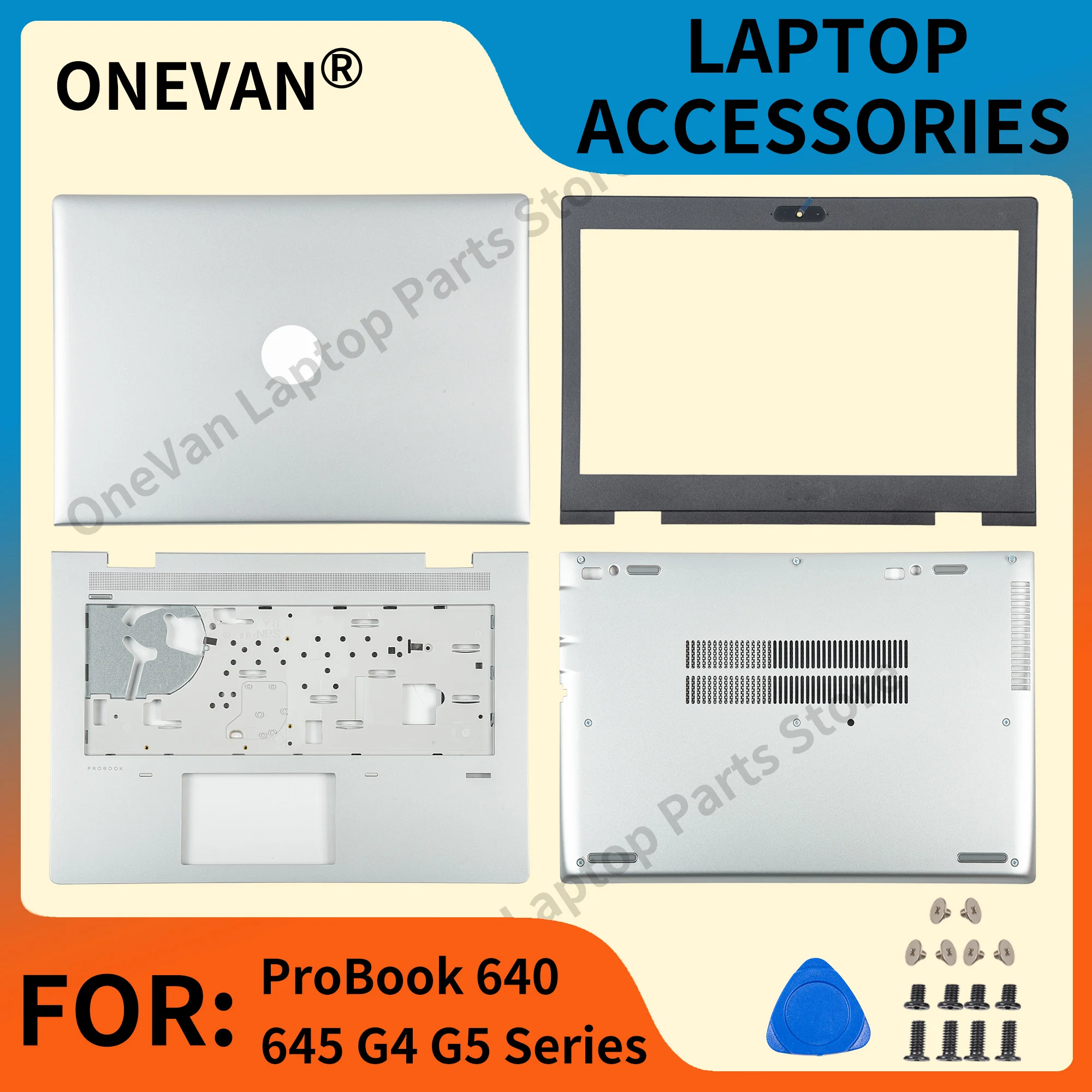 New For HP ProBook 640 645 G4 G5 Series Laptop Lcd Back Cover Front Bezel Palmrest Bottom Case Framework Silver Top case