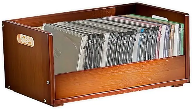 

CD Holder Wooden Cd Storage Rack Box, DvD Storage Racks Organizer for Cd Display Movie Cases Music Cassette Tapes Shelf Stand Re