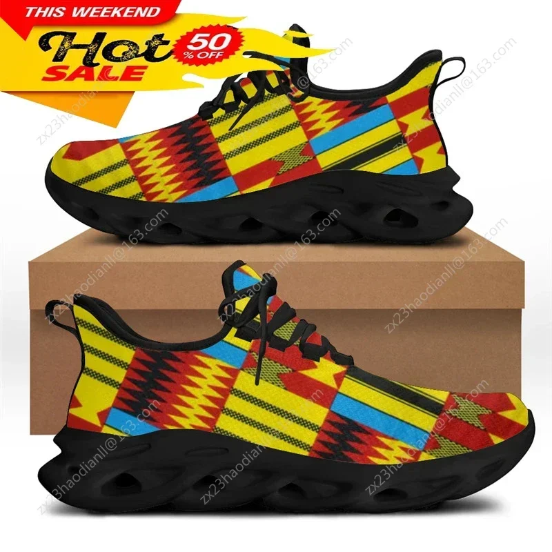 African Ethnic Tribal Pattern Sneaker for Male  New Men's Fashion Flex Control Running Shoes Lace-up Footwear view 2