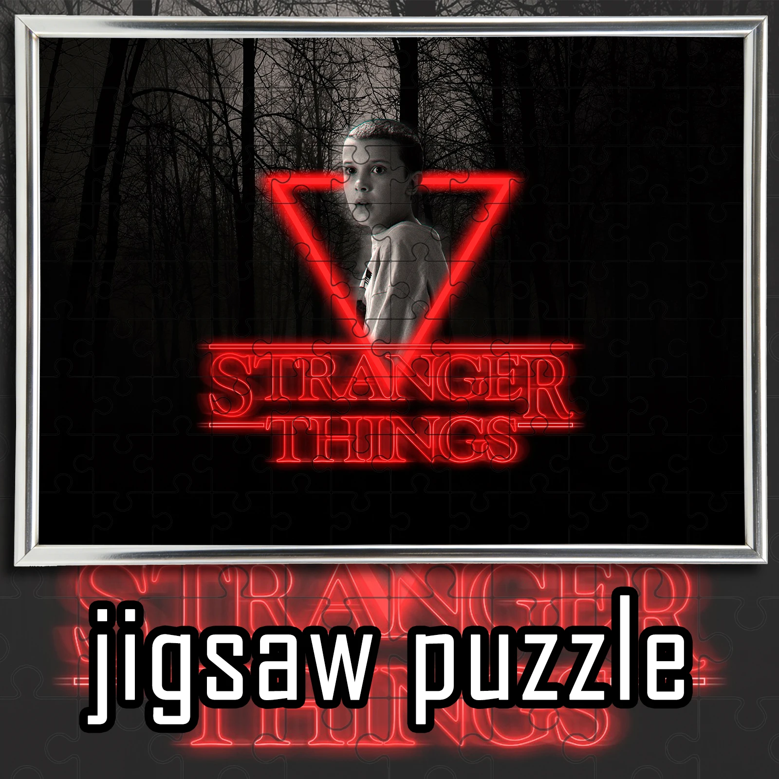 

Деревянный пазл «Одиннадцать» (Неоновый лес) из сериала «Очень странные дела», полноразмерный, 108-1000 деталей, коллекционный, развивающий подарок для фанатов