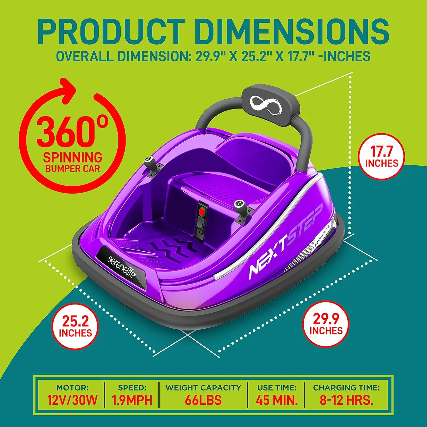 Electric Bumper Car for Kids - Toddler Bumper Car with Remote Control Option - 12V Rechargeable Battery - Safety Belt