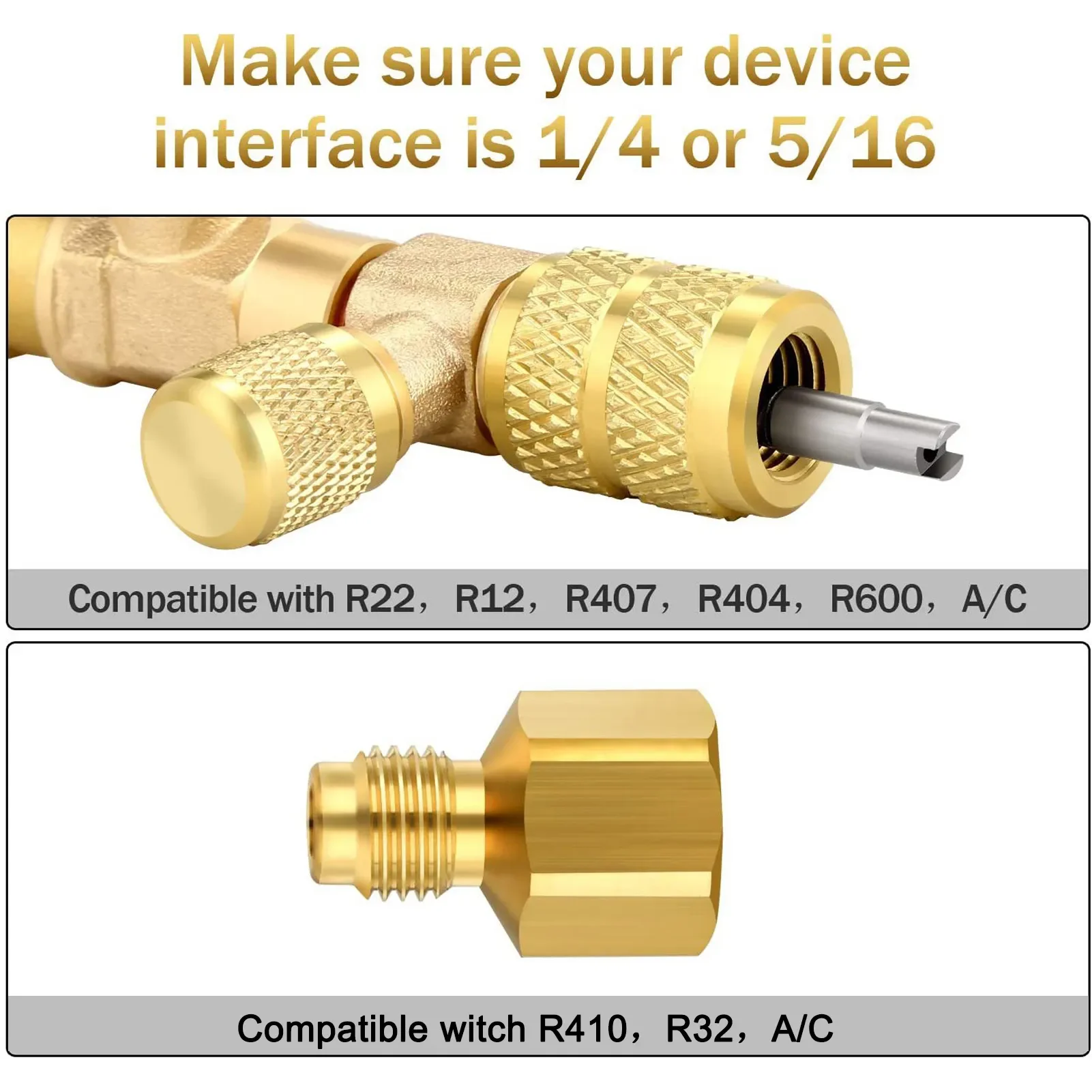 NEW Valve Core Remover/Installer with Dual Size SAE 1/4 & 5/16 Port Air Conditioning Line Repair Tools for HVAC R32 R410A