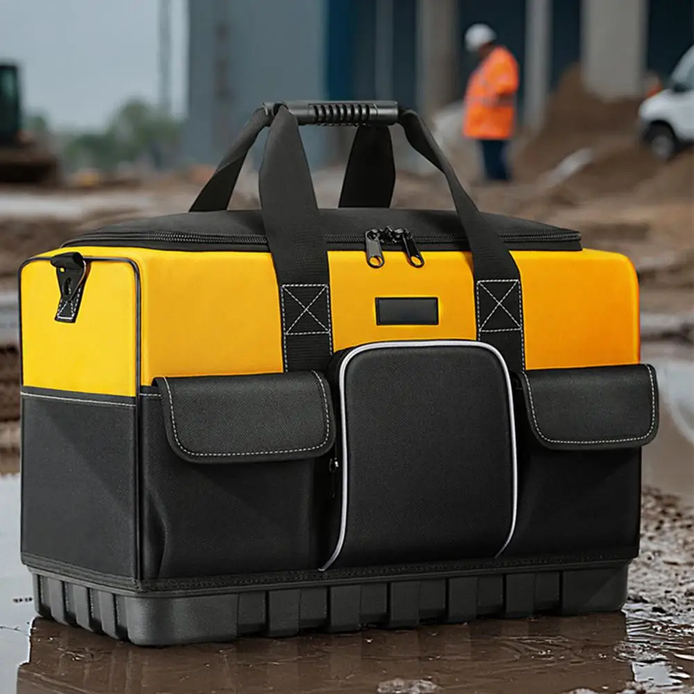 Large Capacity Multifunctional Hardware Tool Bag Waterproof Wear-Resistant Multi Pockets Maintenance Storage Bag with Strap