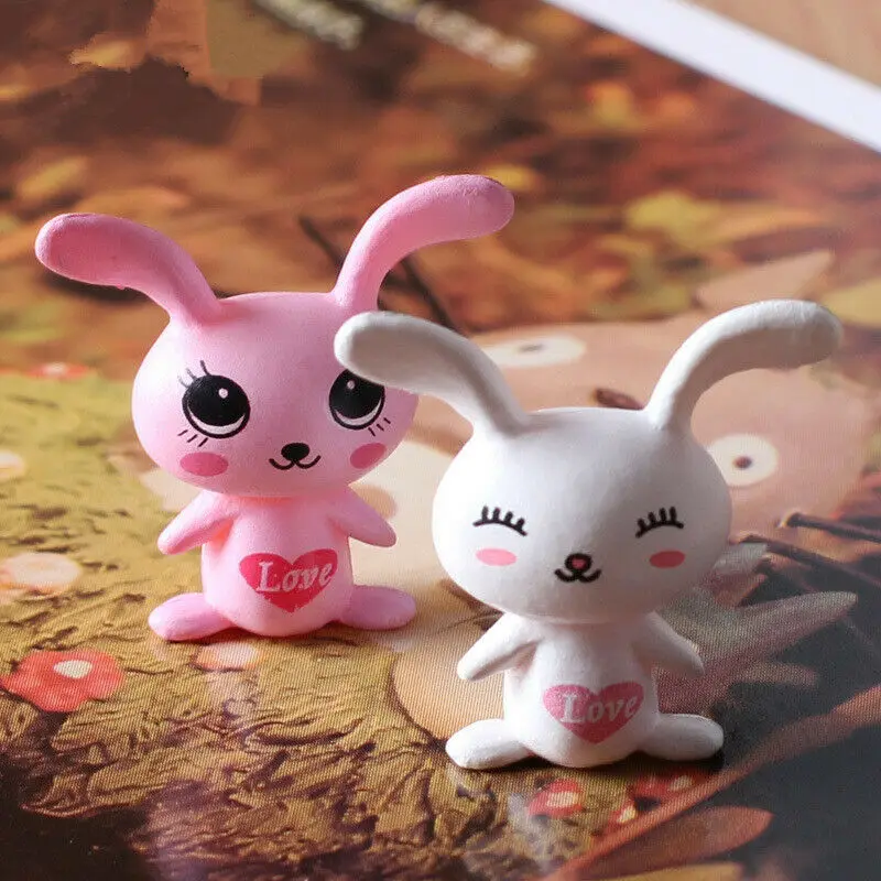 

Home Cute Room Decor Accessories Miniatures Furniture Mini 8pcs Love Big Ears Rabbit Decoration Supplies Moss Micro Landscape