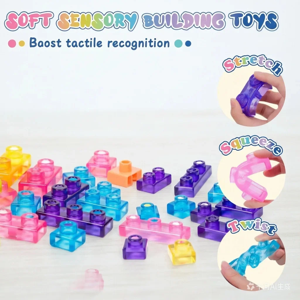 40個入りゼリービルディングブロック-ストレス解消-子供向け組み立ておもちゃ-知育玩具-実践スキル向上-ソフトジェルブロック