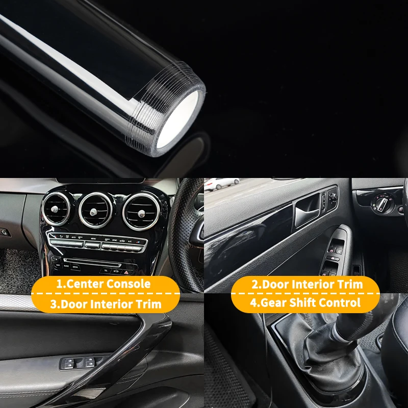 Superglänzende Schwarze PPF-Autofolierung Selbstklebende Vinylfolie mit Luftkanälen – Detail 12