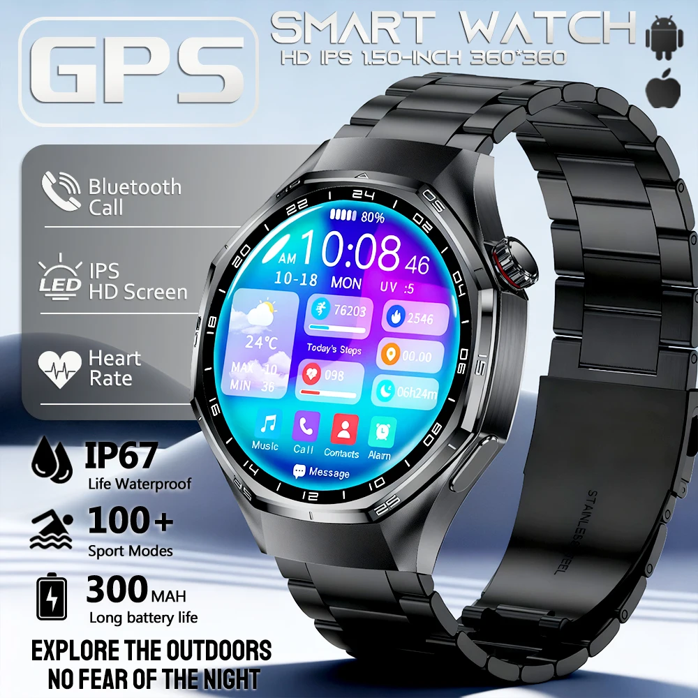 

New Watch 6 MAX Outdoor Smartwatch IP67 Waterproof GPS Motion Track 100+ Sports Mode Heart Rate Blood Oxygen BT Call Smart Watch