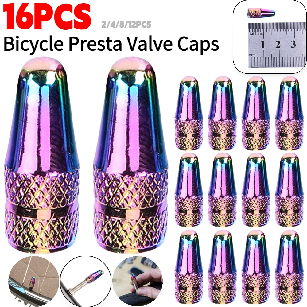 16-2PCS Bicycle Tire Valve Cap Waterproof Presta Valve Core Lends Dustproof Mtb Tubeless Valve Cover Mtb Bike Accessories