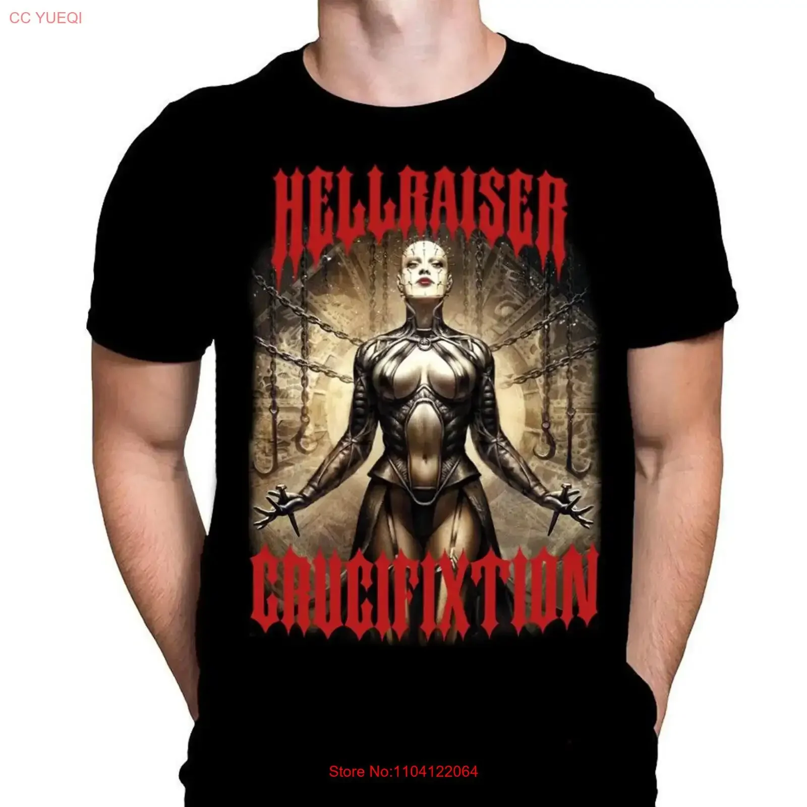Classic Horror Movie Hellraiser Crucifixtion Black T Shirt vintage Washed Stretched Stylish Soft Top For Everyday Wear Slightly