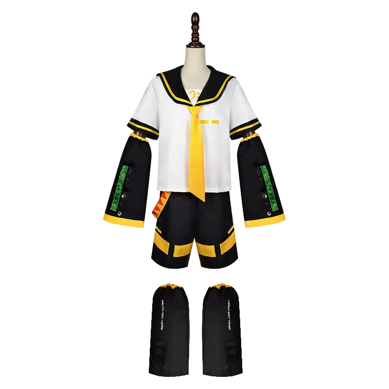 Kagaminee Rin/Len Cosplay with Ears Collab Series Rin Len Cosplay Top Shorts Idol Costumes Cosplay Outfit Patent Leather Uniform