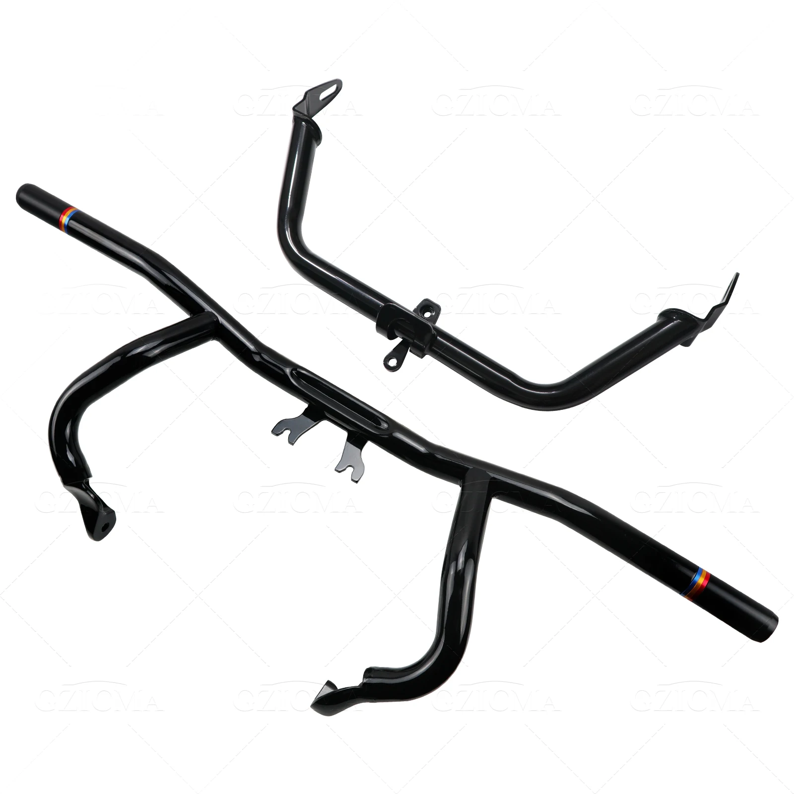 GZICMA Motorcycle Flat Out Crash Bar with Upper Fairing Mount Brackets Fits Harley 2015-2023 Road Glide Models
