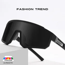 New Polarized One-Piece Square Frame Sports Men's Sunglasses Trend Fashion Glasses Gift Box UV400 Eyewear Women Outdoor Cycling