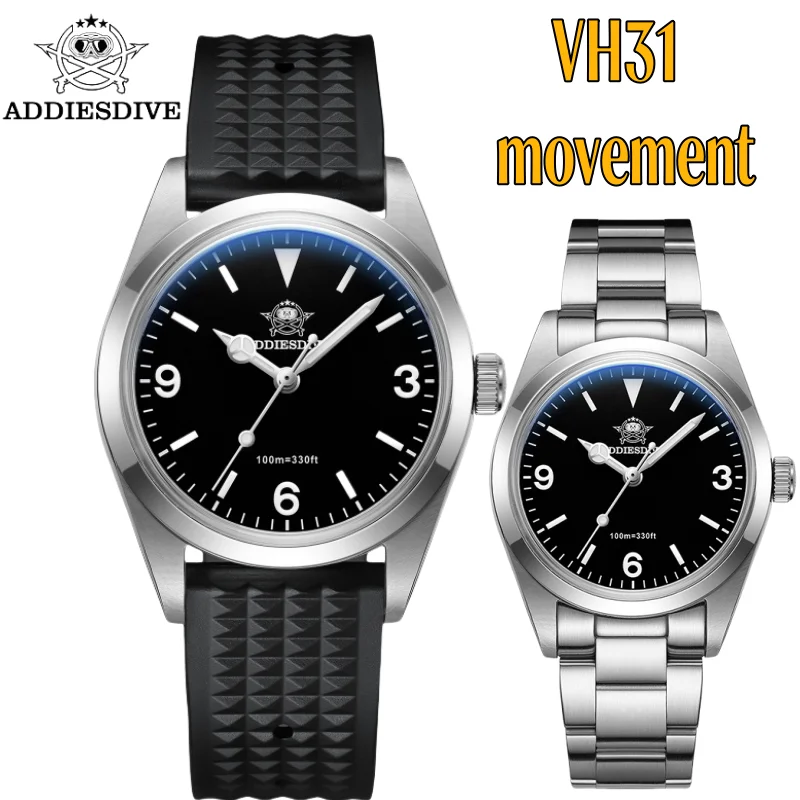 

ADDIESDIVE 36mm Men's Luxury Watch VH31 Reloj Hombre Sapphire Glass BGW9 Super Luminous 10Bar Waterproof Fashion Quartz Watch