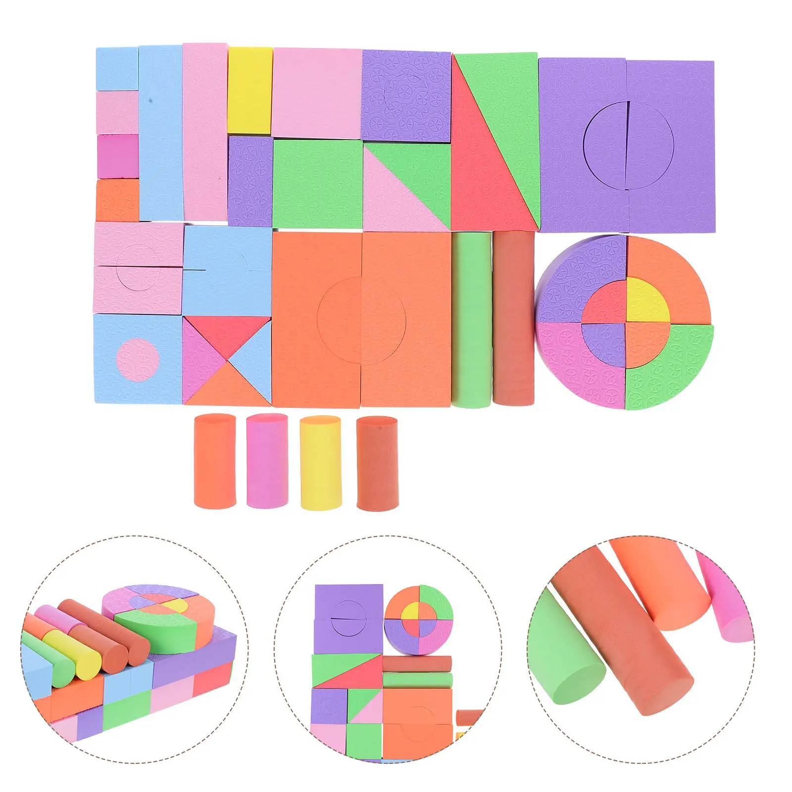 

100Pcs Eva Soft Blocks Educational Early Learning Set Kids Color Shape Recognition Hand Eye Coordination Play