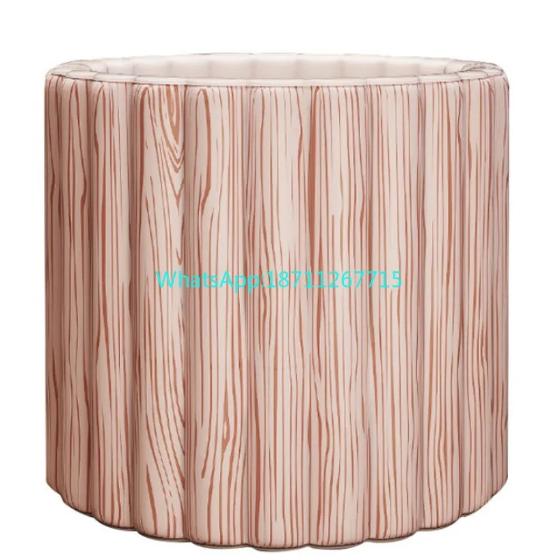 Sauna spa bath bucket, enlarged and thickened, automatic inflatable wood grain thermostatic bath bucket, foldable storage